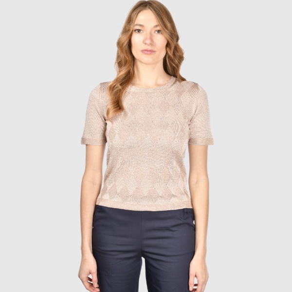 Immagine di T-shirt in maglia lurex a rombi