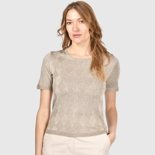 Immagine di T-shirt in maglia lurex a rombi