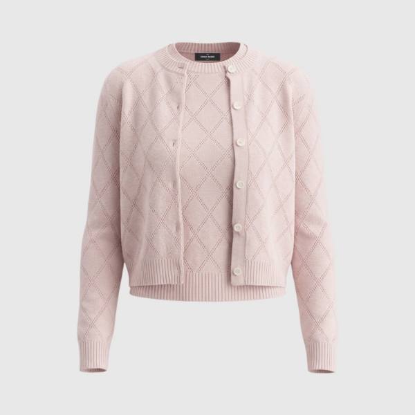 Picture of Cashmere openwork stitch twin set