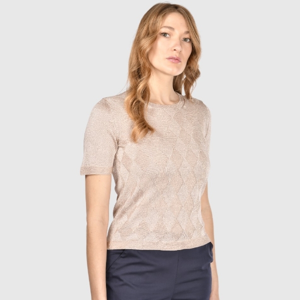 Immagine di T-shirt in maglia lurex a rombi