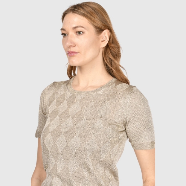 Immagine di T-shirt in maglia lurex a rombi