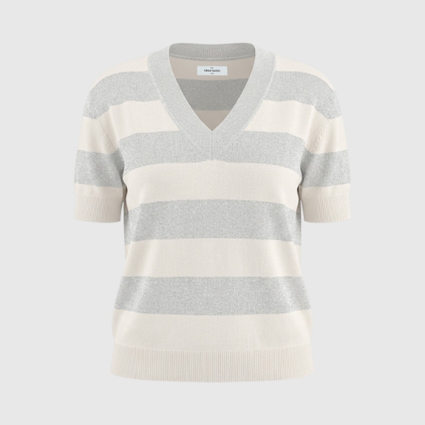 Picture of Striped v-neck knit t-shirt