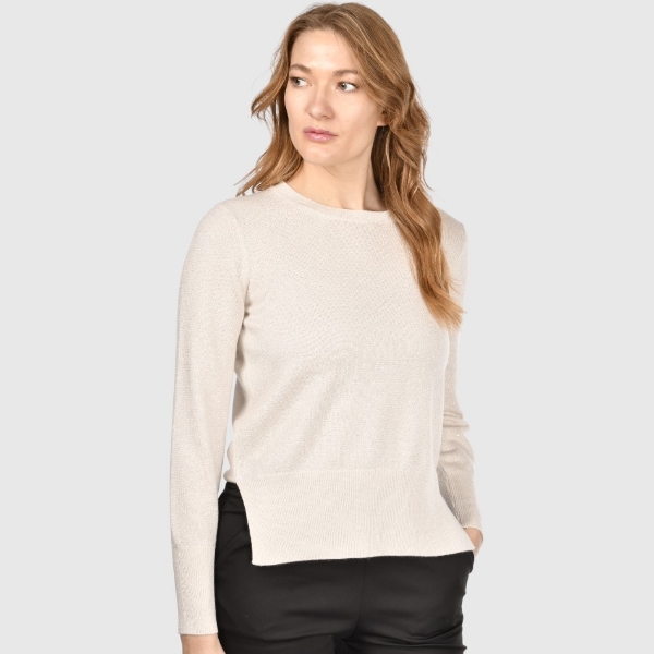 Immagine di Girocollo vanisé in cashmere con lurex