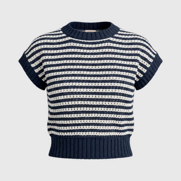 Immagine di T-shirt in maglia traforata bicolor