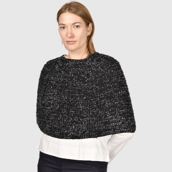 Immagine di Poncho in maglia punto perla paillettes
