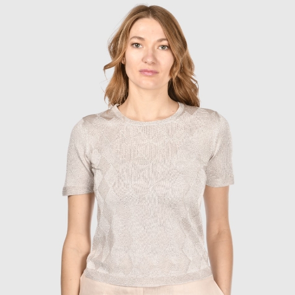 Immagine di T-shirt in maglia lurex a rombi