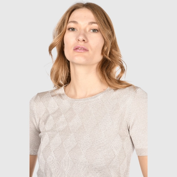 Immagine di T-shirt in maglia lurex a rombi