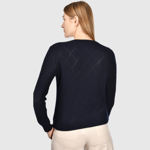 Picture of Diamond-pattern openwork stitch cashmere v-neck
