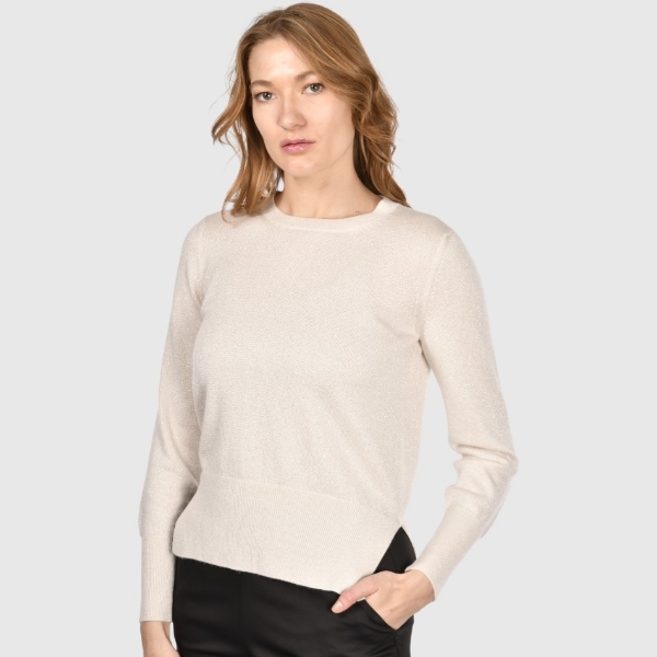 Immagine di Girocollo vanisé in cashmere con lurex