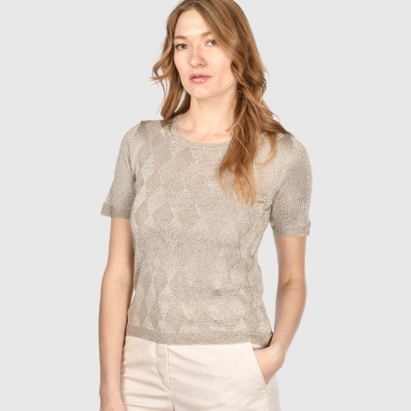 Immagine di T-shirt in maglia lurex a rombi