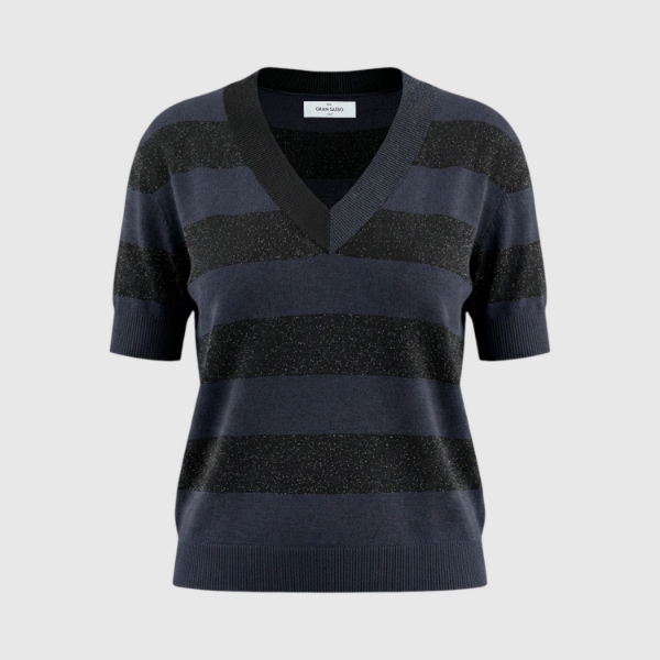 Picture of Striped v-neck knit t-shirt