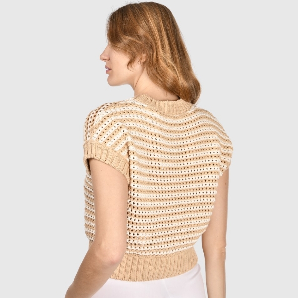 Picture of Bicolor openwork stitch knit t-shirt