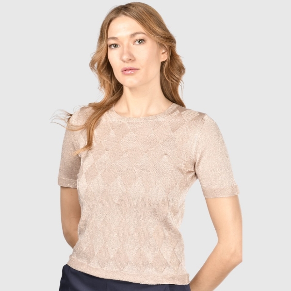 Immagine di T-shirt in maglia lurex a rombi