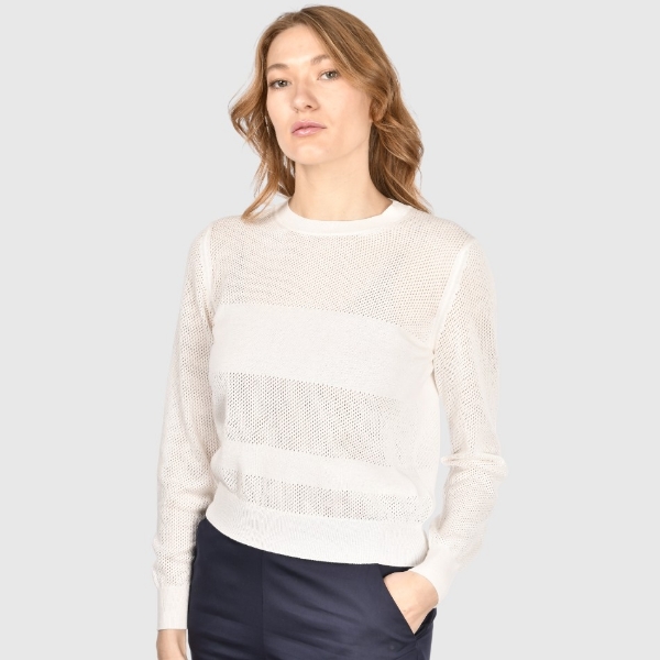 Picture of Openwork stitch knit crew neck