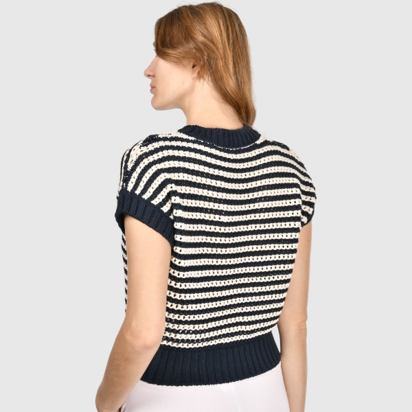 Immagine di T-shirt in maglia traforata bicolor