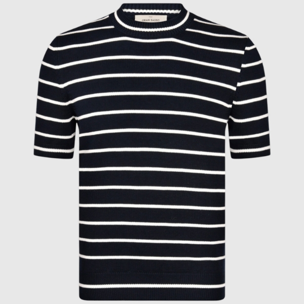 Immagine di T-shirt in maglia a righe in cotone organico