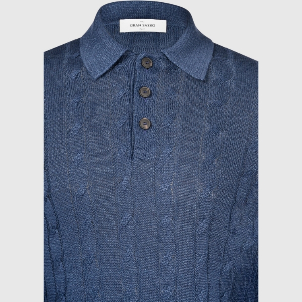 Immagine di Polo in maglia a trecce maniche lunghe