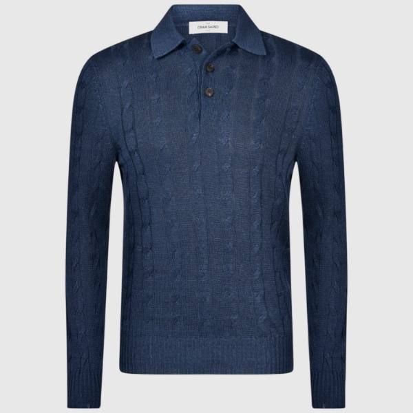Immagine di Polo in maglia a trecce maniche lunghe