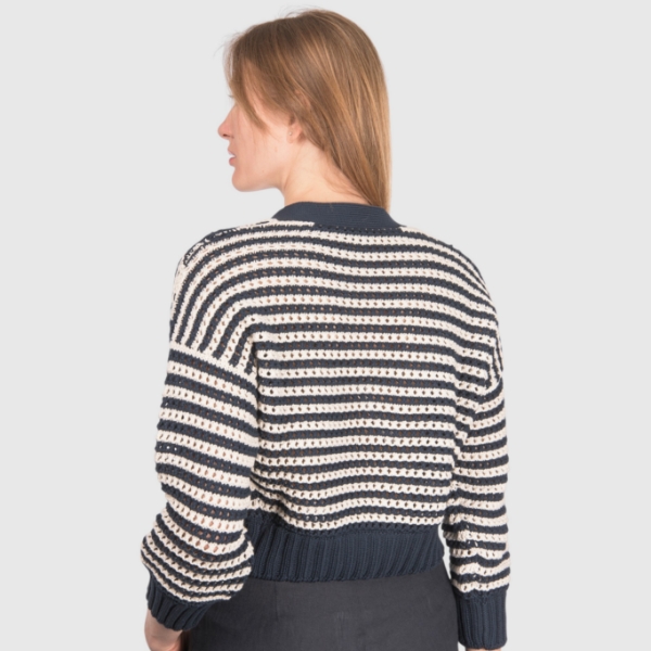 Picture of Striped openwork stitch cardigan