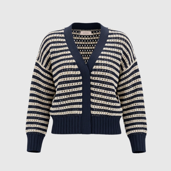 Picture of Striped openwork stitch cardigan