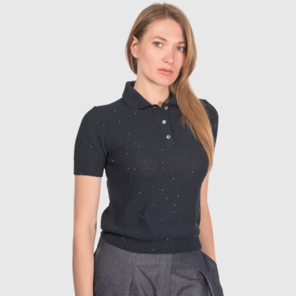 Immagine di Polo in maglia con paillettes