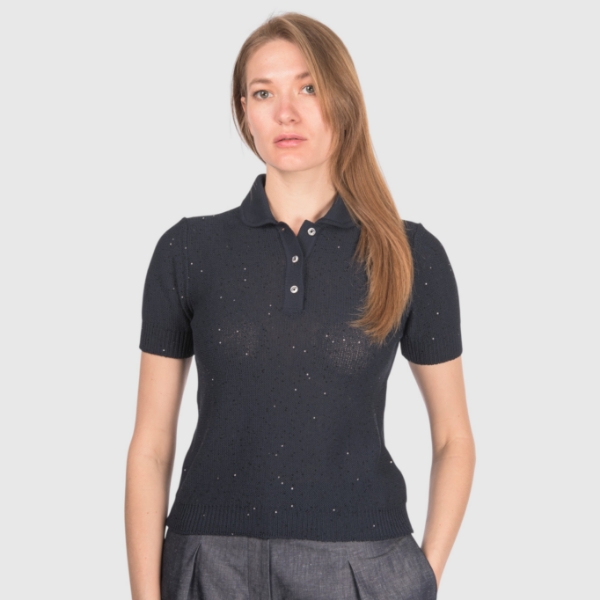 Immagine di Polo in maglia con paillettes