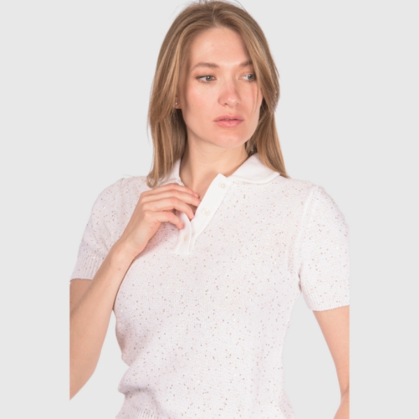 Immagine di Polo in maglia con paillettes