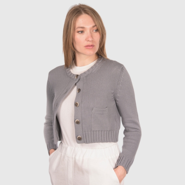 Immagine di Cardigan in maglia rasato