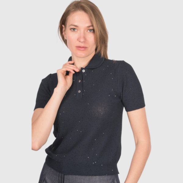 Immagine di Polo in maglia con paillettes