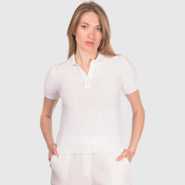 Immagine di Polo in maglia con paillettes