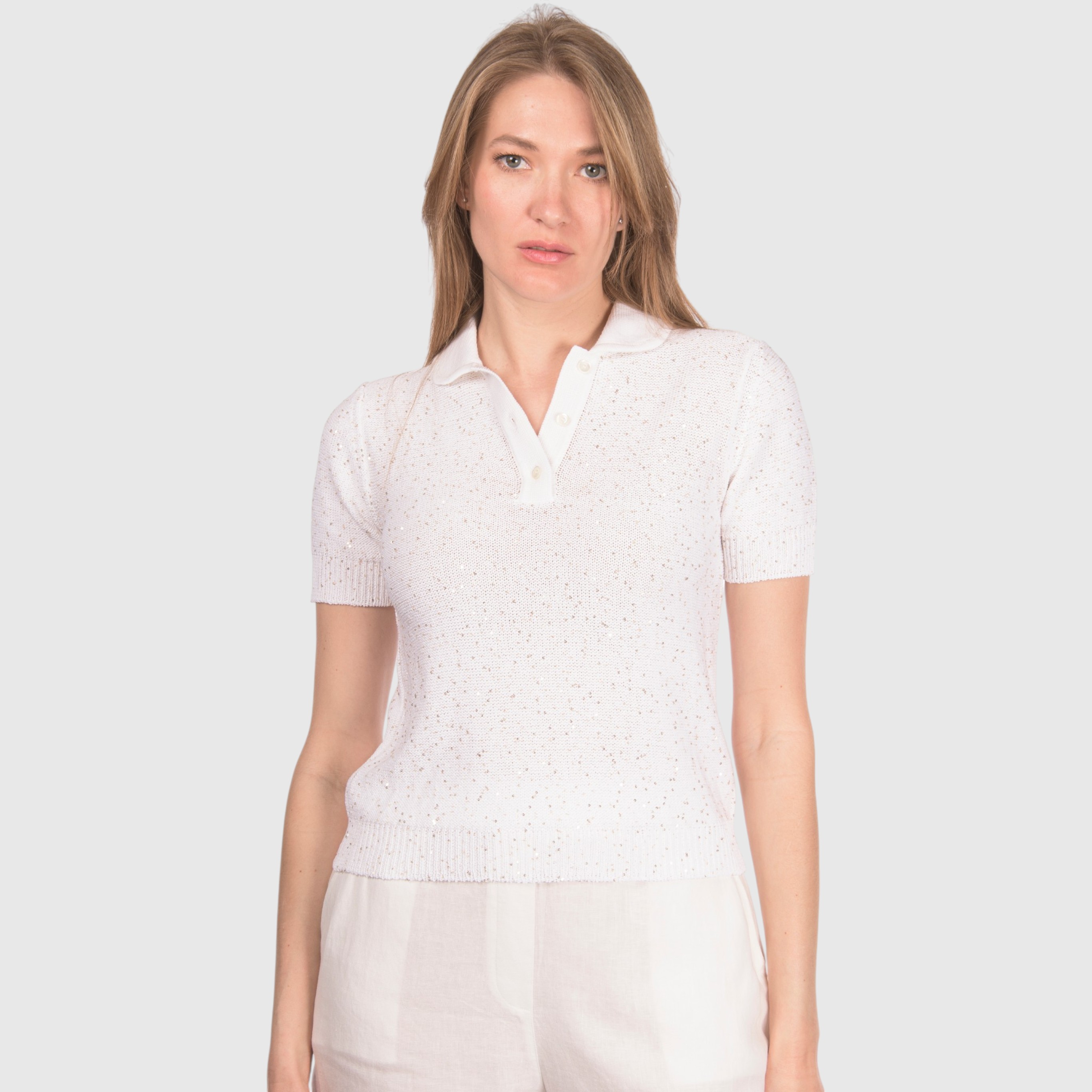 Gran Sasso. Sequin Knit Polo | Gran Sasso