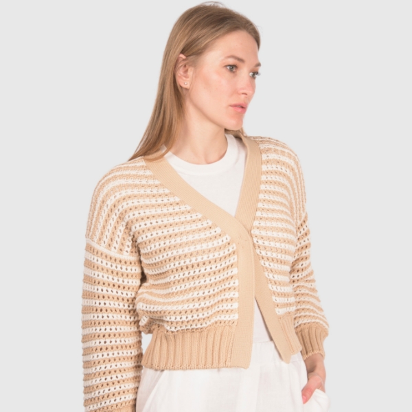 Immagine di Cardigan traforato bicolore a righe