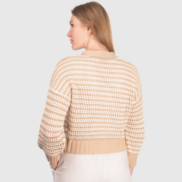 Immagine di Cardigan traforato bicolore a righe