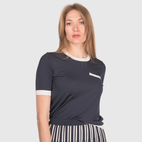 Immagine di T-shirt in maglia bicolore