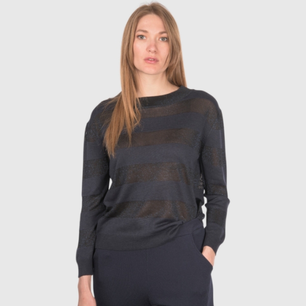 Picture of Striped lurex knit boat neck