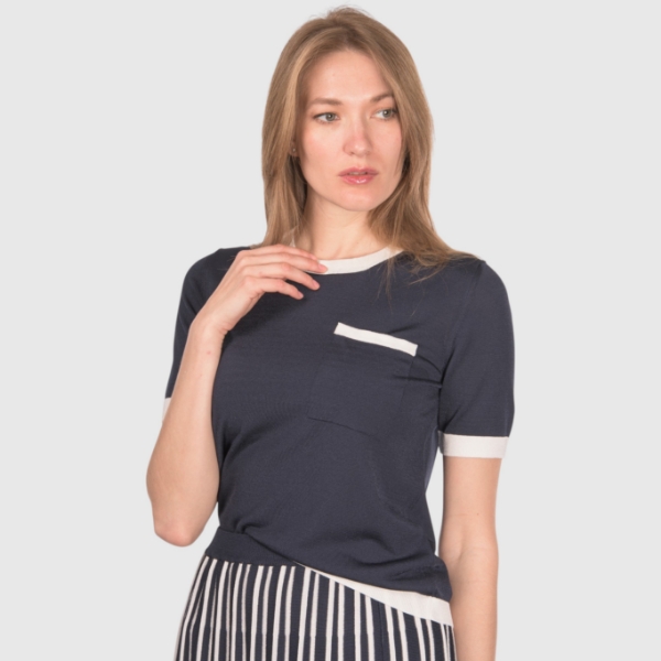 Immagine di T-shirt in maglia bicolore
