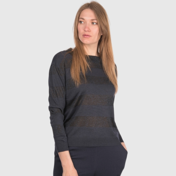Picture of Striped lurex knit boat neck