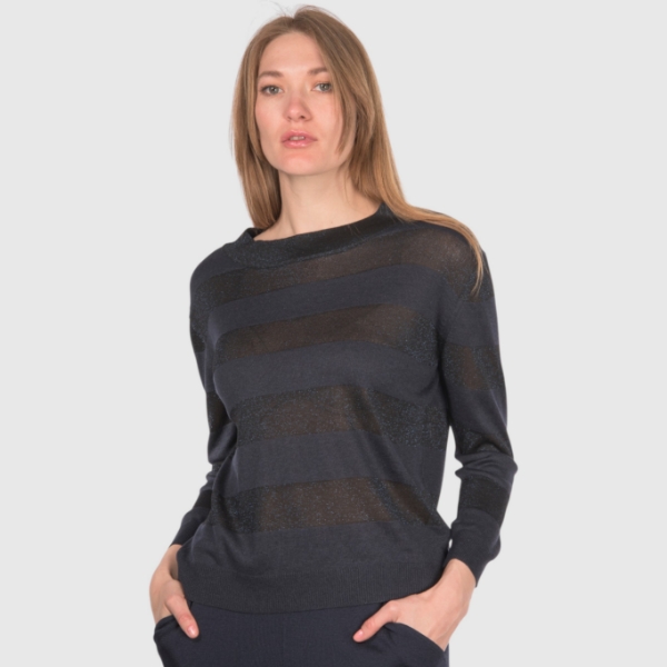 Picture of Striped lurex knit boat neck