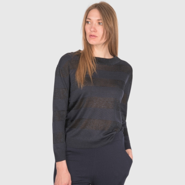 Picture of Striped lurex knit boat neck