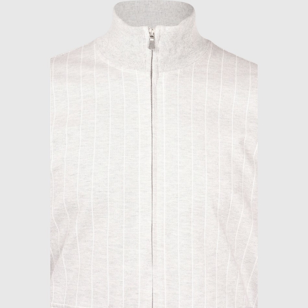Picture of Pinstripe cotton and linen zip jacket
