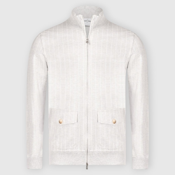 Picture of Pinstripe cotton and linen zip jacket