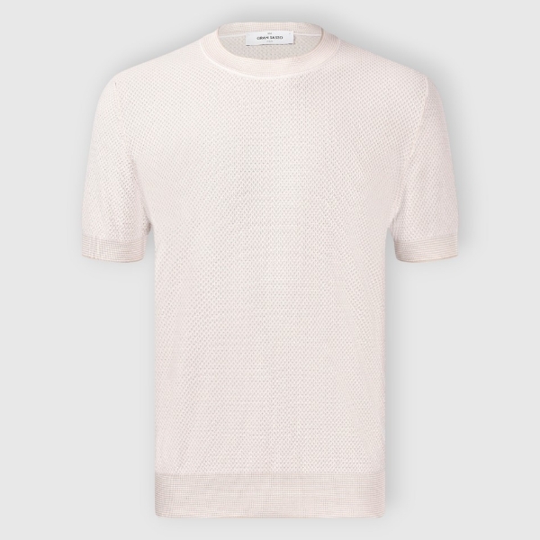 Immagine di T-shirt in maglia punto nido d’ape bicolore