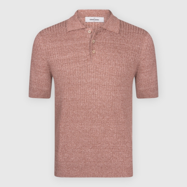 Picture of Ribbed linen and cotton knit polo