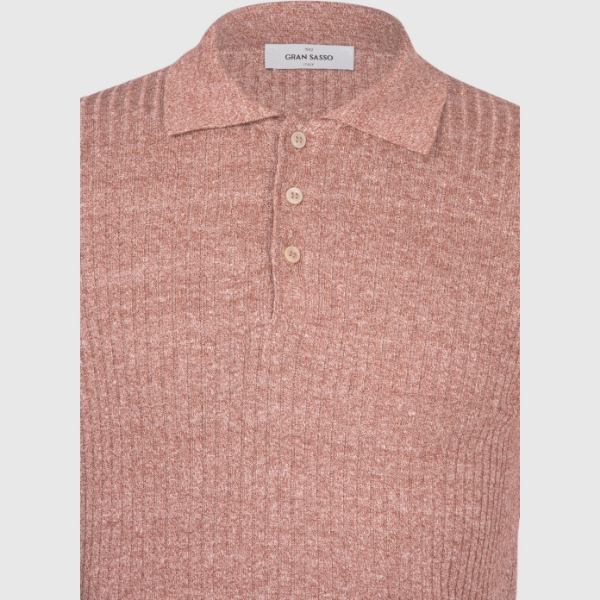 Picture of Ribbed linen and cotton knit polo