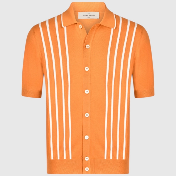 Immagine di Camicia in maglia fantasia intarsio a righe