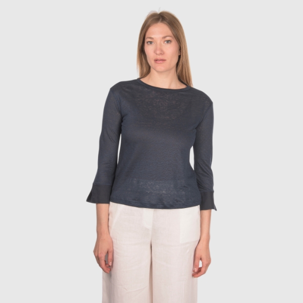 Immagine di T-shirt in lino manica lunga