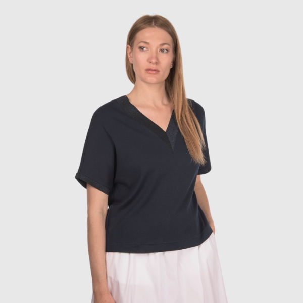 Immagine di T-shirt jersey scollo a v con lurex