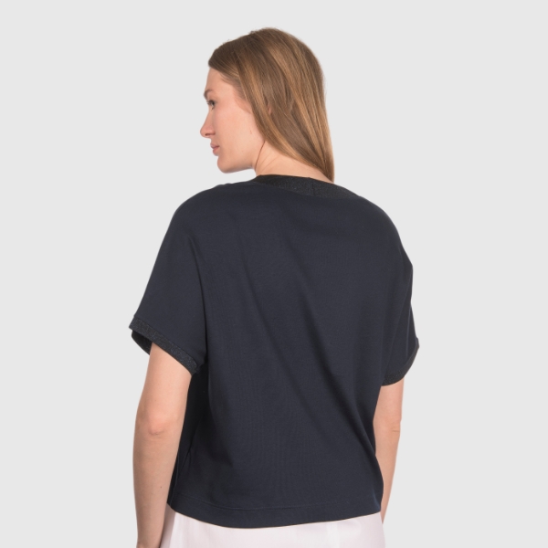 Immagine di T-shirt jersey scollo a v con lurex