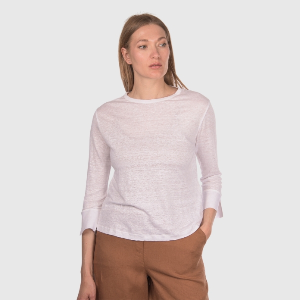Immagine di T-shirt in lino manica lunga