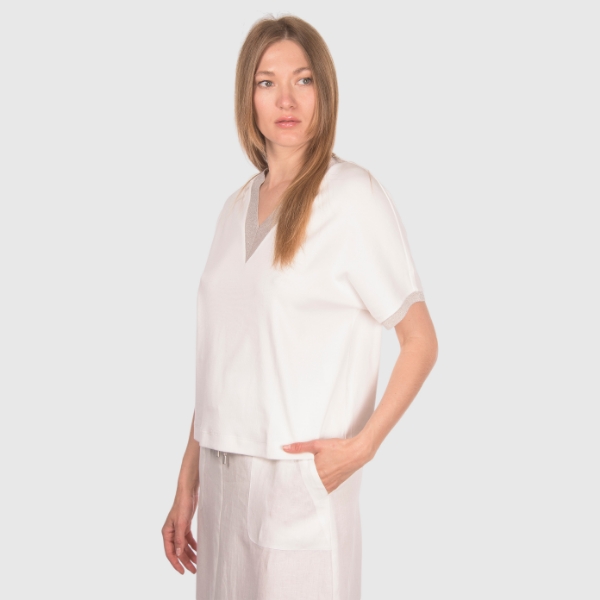 Picture of Lurex v-neck jersey t-shirt